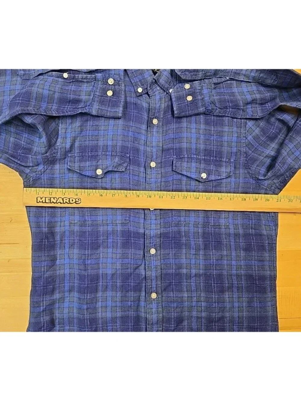 Banana Republic 100% Linen Shirt Mens Size Medium Slim Fit Blue Plaid
